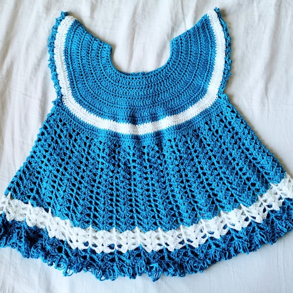 Hand Crocheted Blue Top - Picture 3 of 3